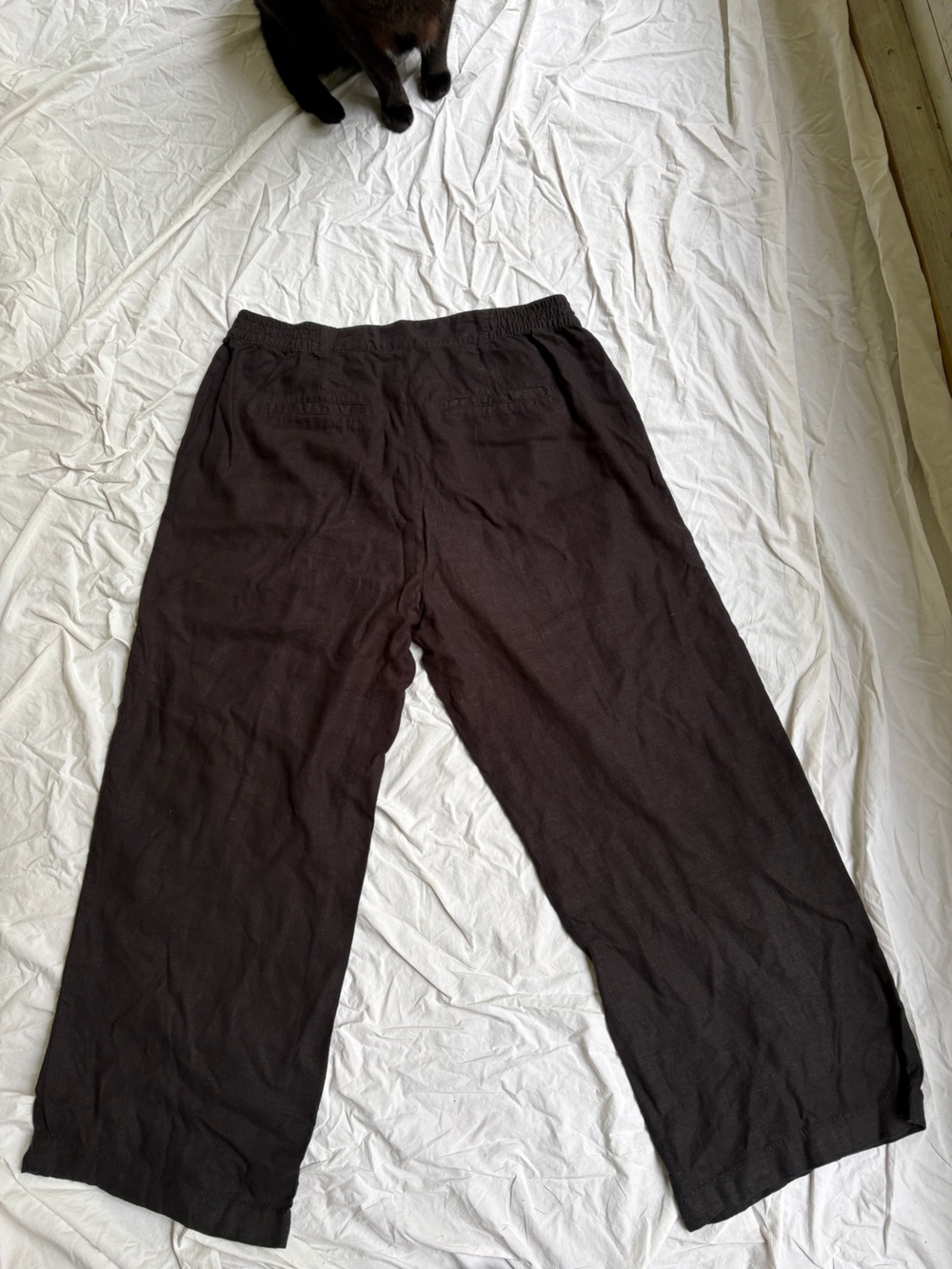 🇬🇧Next Wide Leg Women’s Black Linen-Blend Pants sz US 12
